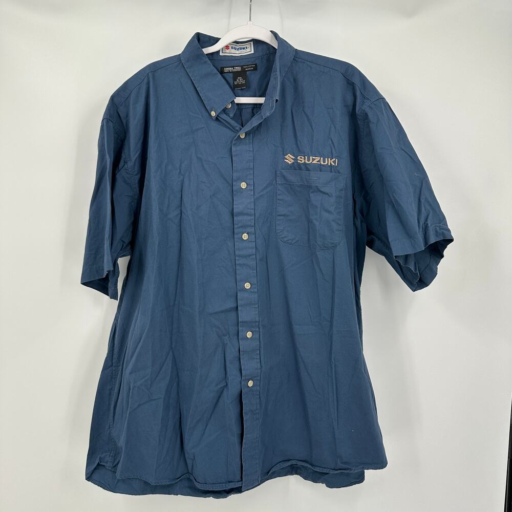 Suzuki‎ Mens Size 2XL Mechanic Work Shirt Twill Embroidered Logo Blue